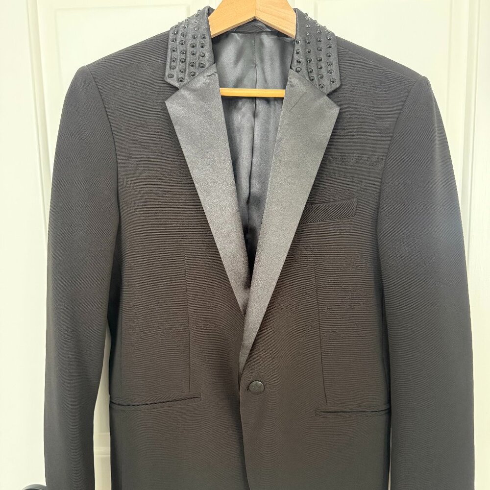 ZARA MAN Black Studded Collar Blazer – US Men’s Medium – Statement Piece